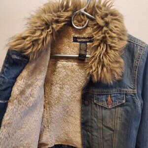 Mint 2010s Fur-Lined Denim Jacket